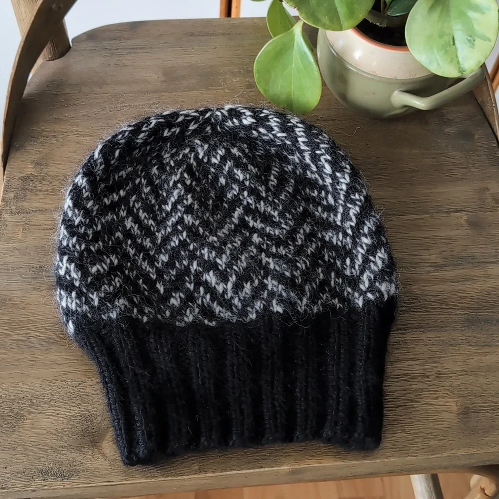 Eugenia Kim Chevron Cable Knit Slouch Beanie Alpaca Herringbone